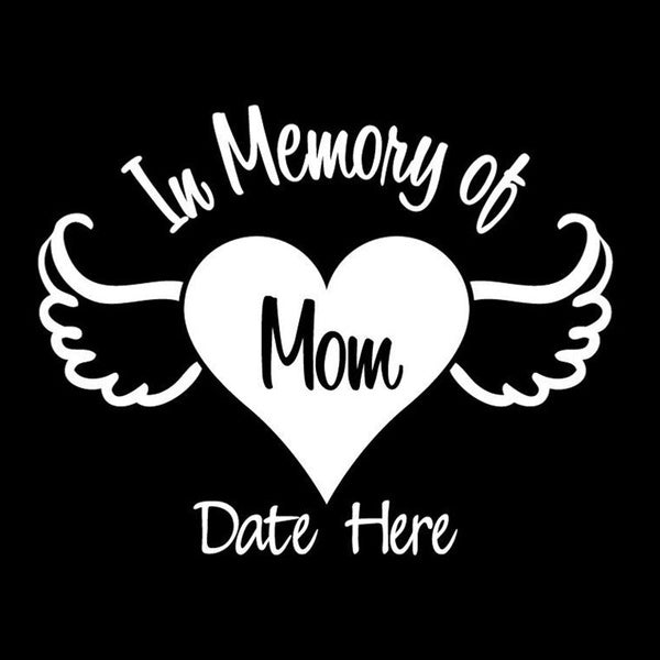 2PCS Black-Sliver In Loving Memory Of Mom Car Decal Mather Theme Decal Waterproof Roof Decor Window Rear Windshield