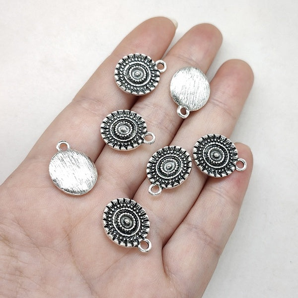 New Fashion 15pcs 18*14MM Retro Zinc Alloy Round Sun Flowers Charms DIY Jewelry Bracelets Earrings Accessories