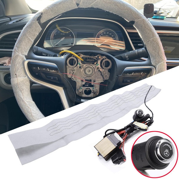 Universal Car Truck Heated Steering Wheel Cover Heater DIY Kit Pad Winter 6 level Switch Adjustable Hand Warmer 12V Interior