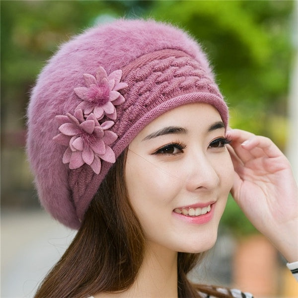 Fashion New Women Hats Autumn And Winter Rabbit Fur Beanies Knitting Warm Hat Elegant Ladies Beret Hats