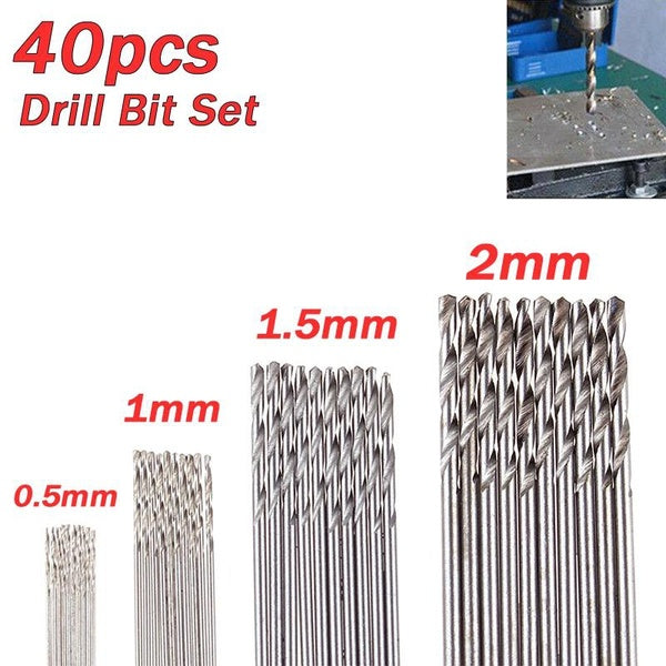 40pcs-set HSS High Speed Steel Straight Shank Twist Drill Bit Set 0.5mm-1mm-1.5mm-2mm Woodworking Tool Wood Drilling Tool