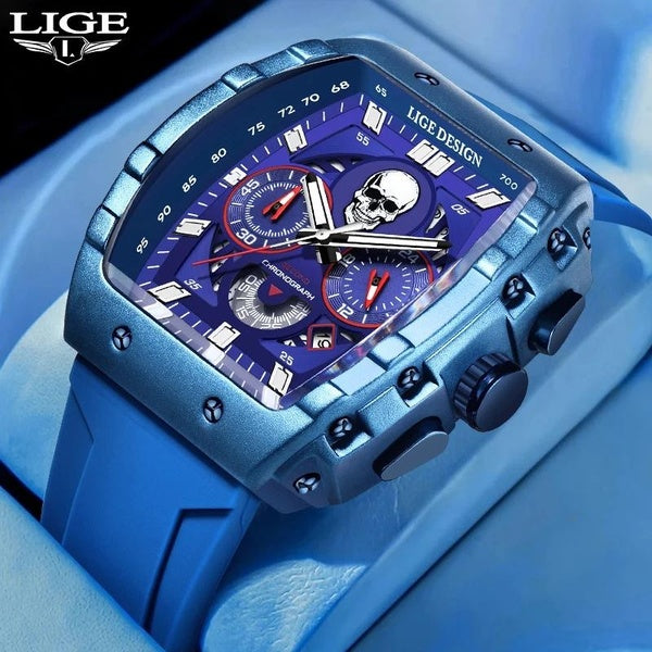 2024 Nouveau LIGE Top Marque De Luxe Hommes Crâne Conception Personnalisé Montre À Quartz Étanche Mâle Sport Horloge Hommes Casual Montres Relogio Ma