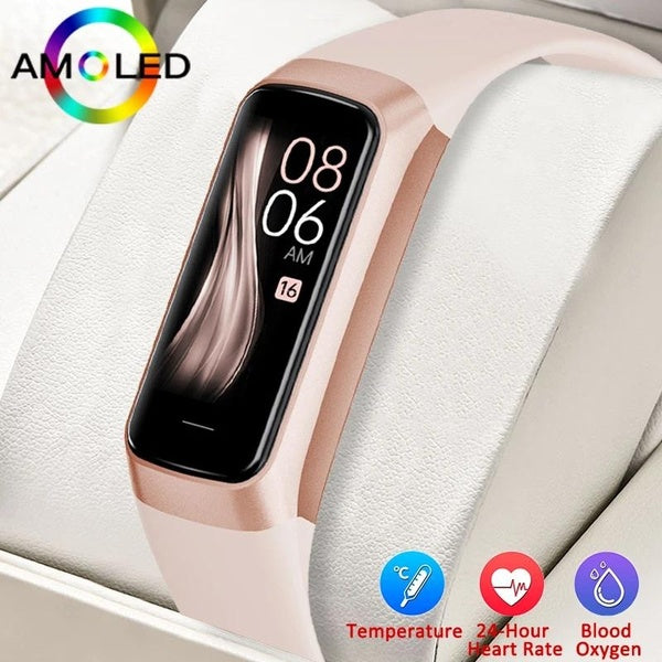 LIGE AMOLED HD écran montres intelligentes femmes Sport Fitness Tracker Smartwatch Bracelet intelligent dames montre-Bracelet rose montre-Bracelet +