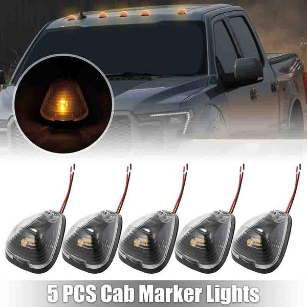 X AUTOHAUX 5pcs Top Cab Marker Light Roof Running Lamps Smoked Black-Clear-Yellow Covers Lens Top Cab Clearance LED Light for Ford F150 F250 F350 F45