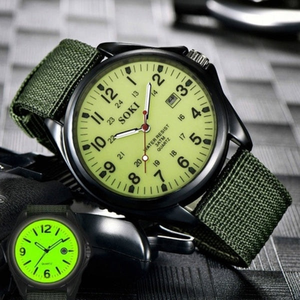 Montres de sport pour hommes Glow in the Dark Montres Tops Marque De Luxe Militaire Hommes Horloge Quartz Armée Montre Cadran Noir Date De Luxe Sport
