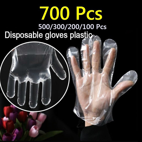 700-500-300-200-100Pcs Quality Disposable Pe Plastic Film Gloves Sanitary Gloves Disposable Plastic Gloves Washing Dishes Household Food Safety