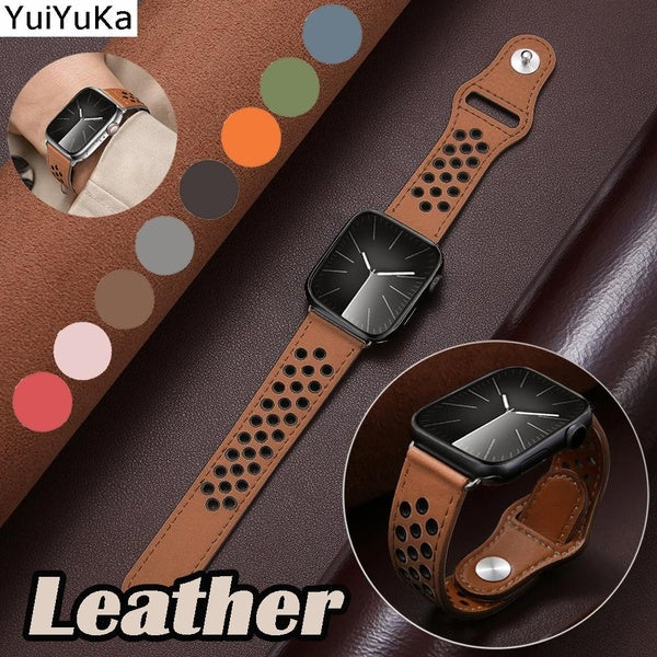YuiYuKa Leather strap for Smartwatch band Ultra 2-Ultra 49mm 9 8 7 45mm 41mm se 6 5 40mm 44mm 42mm 38mm Sport Breathable for Smartwatch series 4 3 2