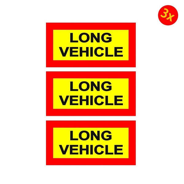 Pack of 3 100mm x 200mm LONG VEHICLE Vinyl Sticker Decal Sign Car Truck Trailer Lorry