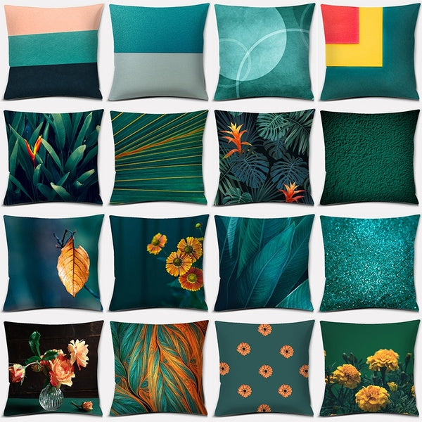 Blue Green and Orange Series Pillow Gift Home Office Decoration Pillow Bedroom Sofa Car Cushion Cover (45cm * 45cm)