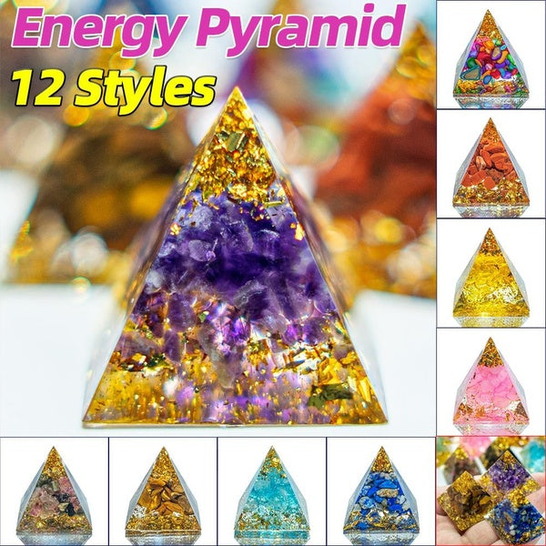 Magic Pyramid 12 Styles Energy Art Pyramid Amethyst Reiki Crystal Sphere Constellation Chakra Resin Quartz Natural Cristal Stone Energy Healing Yoga