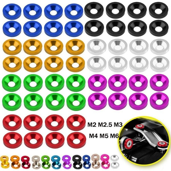 10pcs aluminum washer M2 - M2.5 - M3 - M4 - M5 - M6 colourful Anodized Countersunk Head Bolt Washers Gasket