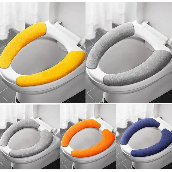2pcs-set Solid Color Toilet Seat Cover Mat Warm Washable Closestool Toilet Mat Seat Cover Bathroom Accessories Universal