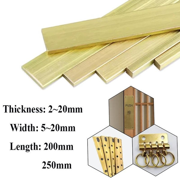 H59 Brass Flat Bar Plate Strip Thicknesses 2mm 4mm 6mm 8mm 10mm 20mm Pure Copper Solids Metal Plates Material Length 200mm-250mm