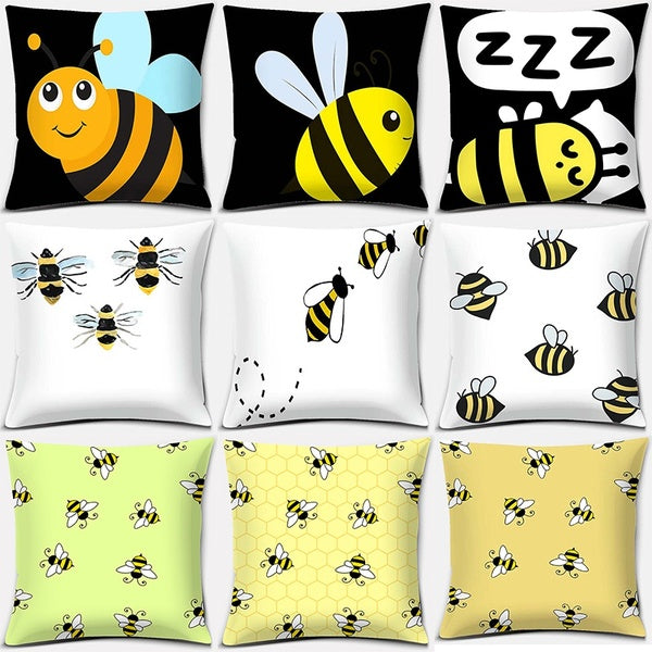 Bee series pattern pillowcase, square pillowcase, home office decoration (45cm * 45cm)