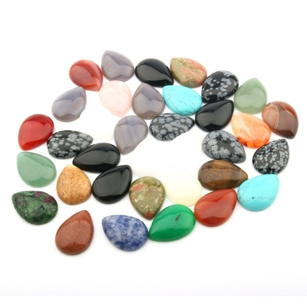 10Pcs Natural Stones Tiger Eye-agate Cabochon Water Drop Shape No Hole Beads for Making Jewelry DIY Ring Accessories Loose Beads Matron Inn