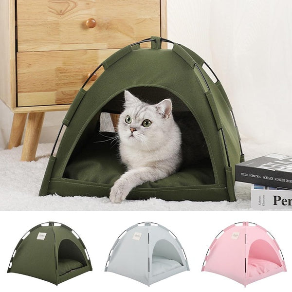 New Pet Dog Cat Nest Tent House Teepee Kennel Puppy Cushion Warm Soft Sleeping Beds