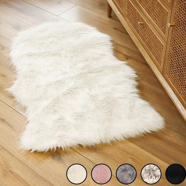 Faux Fur Chair Seat Covers, Fluffy Shag Sheepskin Bedside Rugs Throw Washable