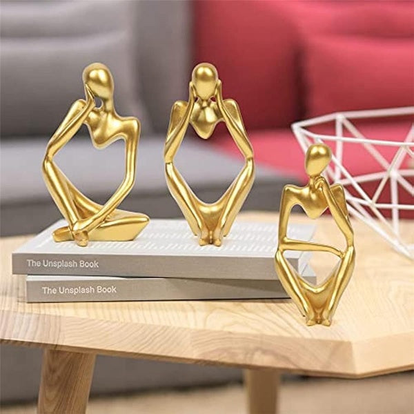 1Pcs Gold Color Decor Thinker Statue Abstract Shelf Decor Resin Modern Bookshelf Decorations for Home Living Room Office Table Desk