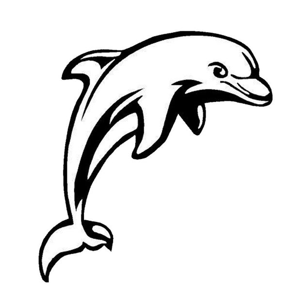 13.3*14.3CM Dolphin Cute Cartoon Animal Vinyl Decal Car Styling Funny Personality Stickers Black-Sliver C6-1224