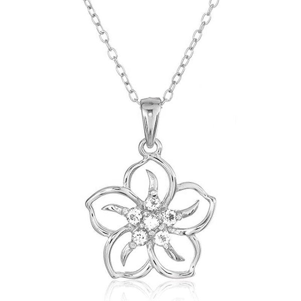 Charming Cubic Zirconia Flower Pendant Necklace for Women Bridal Wedding Party Necklace Fashion Jewelry