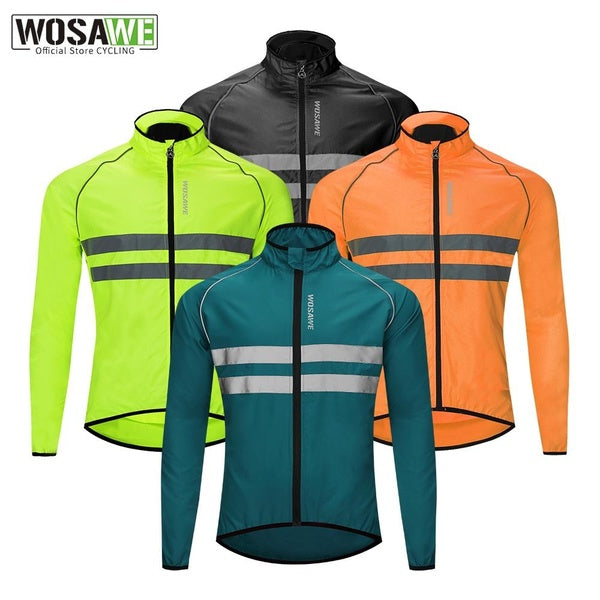 WOSAWE Mens Cycling Jackets High Visibility Windbreaker Reflective Bike Riding Windcoat Running Waterproof Windproof Coat