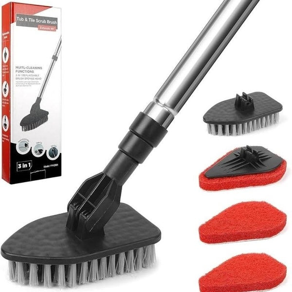5Pcs-Set Adjustable Cleaning Brush Set Floor Cleaning Tools Cleaning Scrubbing Household Scrubbing Sponge Brush Bathroom Shower Kitchen Tools