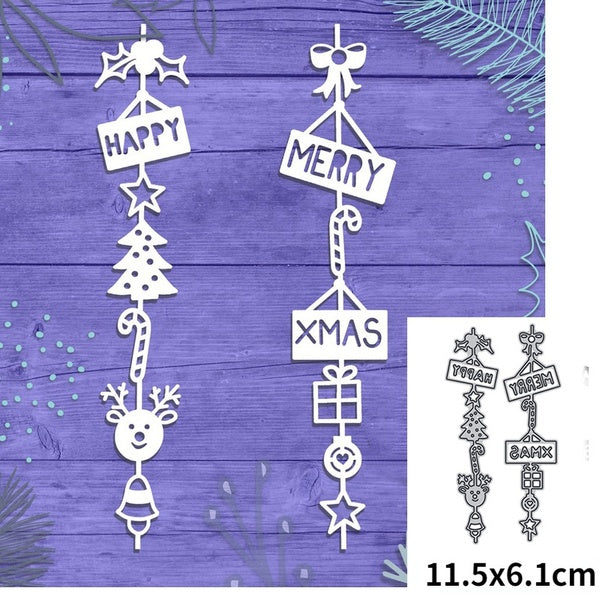 Happy XMAS Christmas Merry Christmas Cutting Dies Scrapbooking Stencil Template for DIY Embossing Paper Photo Album Greeting Gift Cards Cut Die
