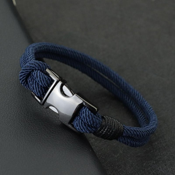 New Fashion Men Bracelet Double Layer Spring Buckle 4mm Nylon Rope Braclet Homme Leisure Accessories Hiphop Braslet Gift For Him Matron Inn