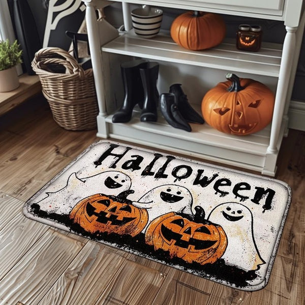 Halloween Floor Mat,Funny Halloween Ghosts Skeleton Welcome Doormat, Non-slip And Washable Kitchen Mats Halloween Party Decoration Mats For Kitchen B