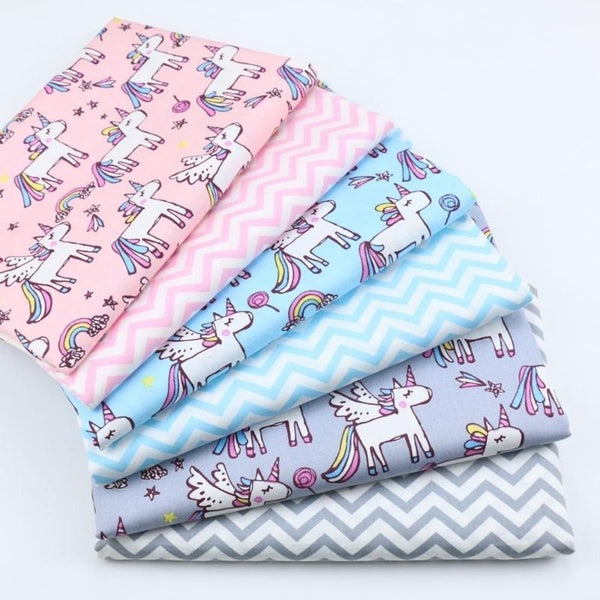 6 Pcs - lot Cartoon Rainbow Pony Tissu Imprimé100% Coton Twill Tissu DIY À La Main Quilting Patchwork Fat Quarters Bundles De Couture Scrapbooking Ti