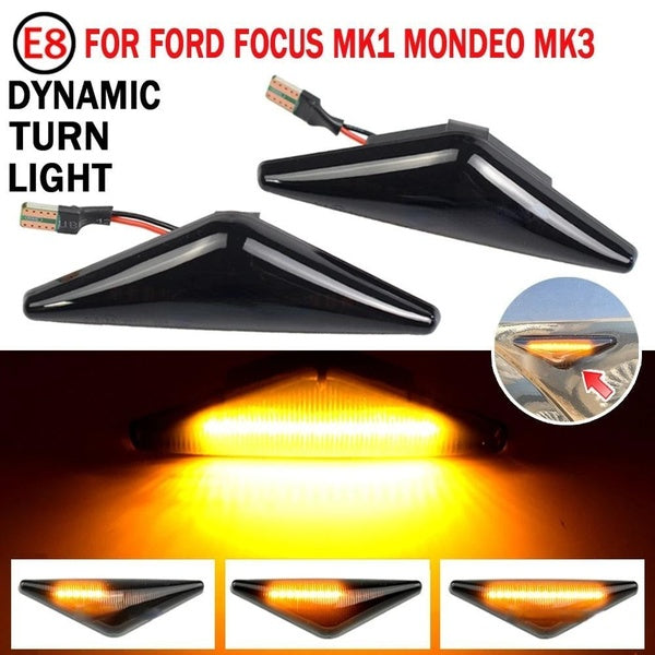 2pcs Flowing Side Repeater Light LED Dynamic Side Marker Turn Signal Lights Indicator Blinker Lamp for Ford MONDEO 3 MK3 FOCUS 1 MK1