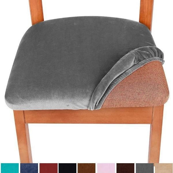 1-2-4-6pcs Stretch Velvet Chair Cover Dinning Chair Seat Cushion Cover Velvet Spandex Chair Slipcovers Removable Washable Furniture Protector for Kit