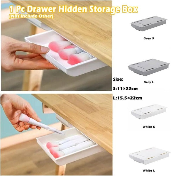 1 Pc Drawer Hidden Storage Box For Office Table Desk Under Self-Adhesive Paste Sundries Stationery Case Holder