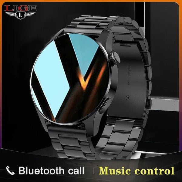 LIGE nouveau 2024 bracelet en acier de luxe Bluetooth appel hommes montre intelligente pour hommes étanche Sport activité Fitness montre plein écran