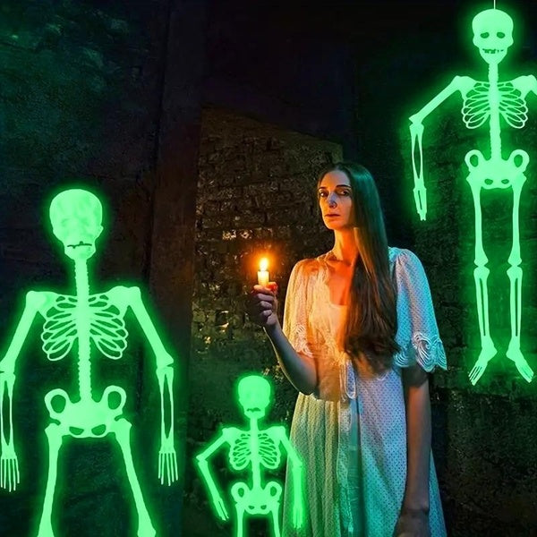 1 Pc Posable Halloween Skeletons, Full Body Posable Joints Skeletons For Halloween Decoration, Graveyard Decorations, Haunted House Accessories, Indo Matron Inn