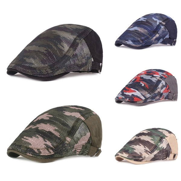 Casquette de béret de gavroche de Camouflage classique en plein air été respirant maille casquettes plates Gorras Planas chapeaux à pointe pour homme