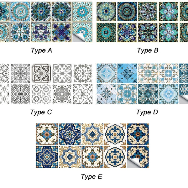 Self-Adhesive Wall Tile Decals Tile Stickers Set 10pcs, DIY Peel and Stick Tile Stickers Waterproof Backsplash Stickers for Kitchen Bathroom Furnitur