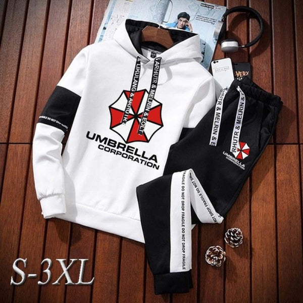 Men's Sportswear Logo Tracksuit Hoodie and Pants Two Piece Sweatsuit Long Sleeve Tracksuit