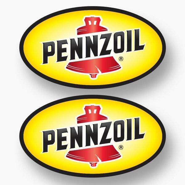 2x PENNZOIL Logo Vinyl Sticker Decal Sponsor Indy Nascar Racing Team Lubrifiant