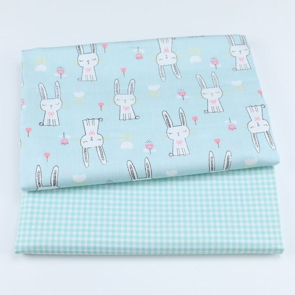 2 Pcs-lot 40X50CM Cartoon Bunny Cotton Twill Fabric Quilting Patchwork for DIY Handmade Tecidos Fat Quarter Bundles Dress Sewing Scrapbooking Materia
