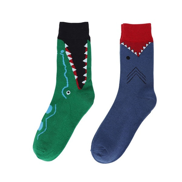 Men's and Women's Cotton Socks Funny Shark Mid-calf Socks