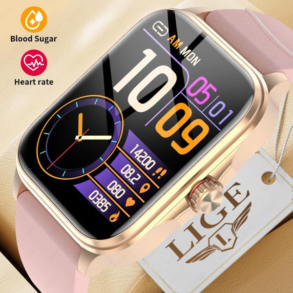 LIGE Smart Watch for Women with Android iOS, 1.91 Inch Bluetooth Calls-Real-Time Notification Smartwatch, IP67 Waterproof Healthy Fitness Tracker, Pi