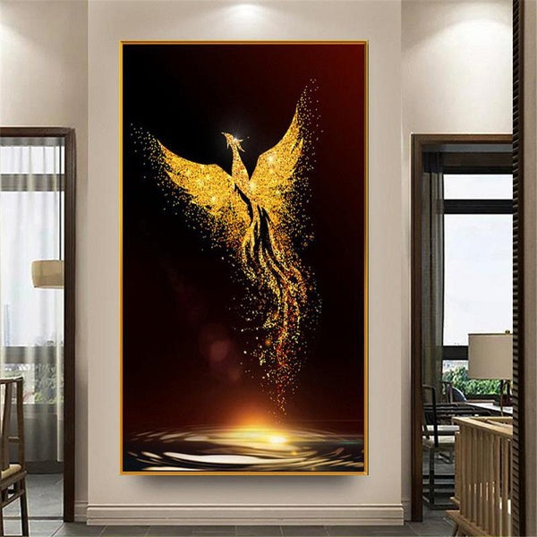 5D Diamond Painting Golden Phoenix Diamond Art Embroidery Office Living Room Bedroom Full Home Decor Diamond Cross Stitch Kits