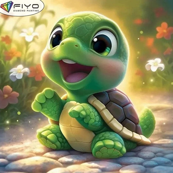 FIYO DIY 5D Turtle Diamond Painting Full Drill with Number Kits Home and Kitchen Fashion Mosaic Diamond Painting Canvas Wall Decoration Gift Crafts f