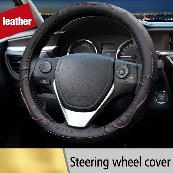 Real Leather Car Styling Steering Wheel Cover For Toyota Corolla Avensis Yaris RAV4 Hilux Auris 2013 2014 2015 Auto Accessories