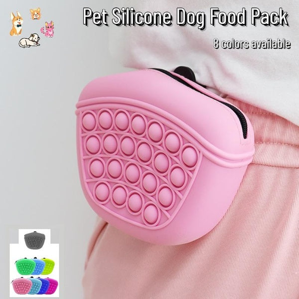 Pet silicone dog food bag, outdoor portable, carry on dog training, dog walking, cat feeding waist bag, waterproof, wear-resistant, lightweight, and