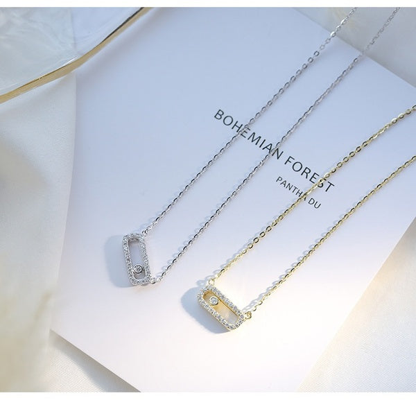 S925 Sterling Silver Oval Smart Necklace Female Korean Simple Personality Choker Clavicle Chain Temperament Wild Pendant Tide Necklace Gift