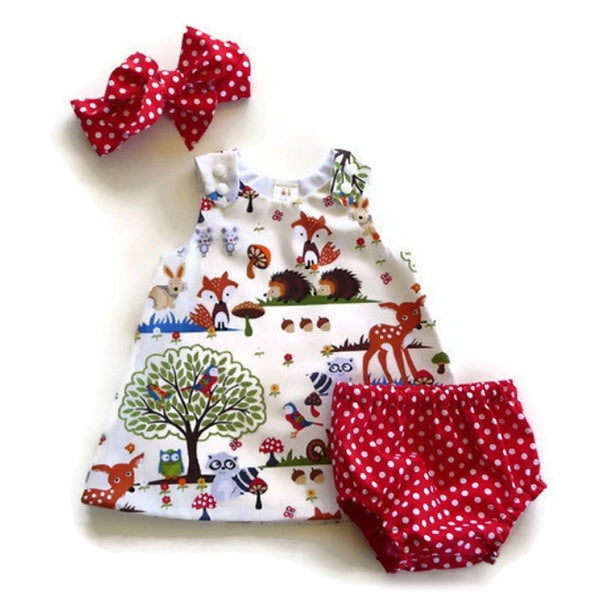 3PCS Newborn Infant Baby Girls Clothes Dress Tops Pants Shorts Headband Outfit Sets 0-24 Months