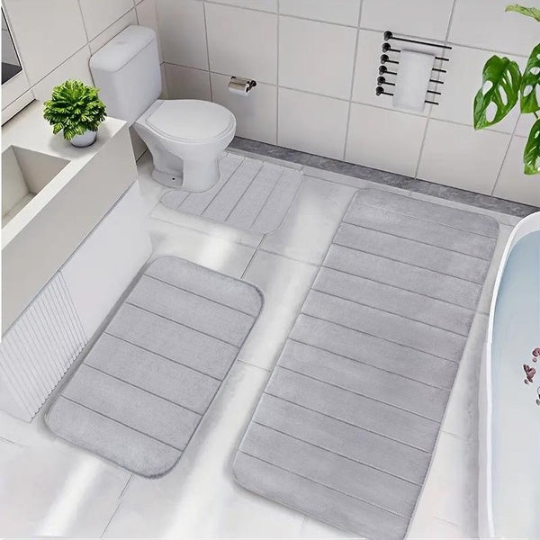 1-2-3pcs Memory Foam Floor Mats, Quick Absorbent Washable Standing Mat, Non-slip Thickened Carpet, Anti-fatigue Shower Room Runner Mat, Kitchen Area