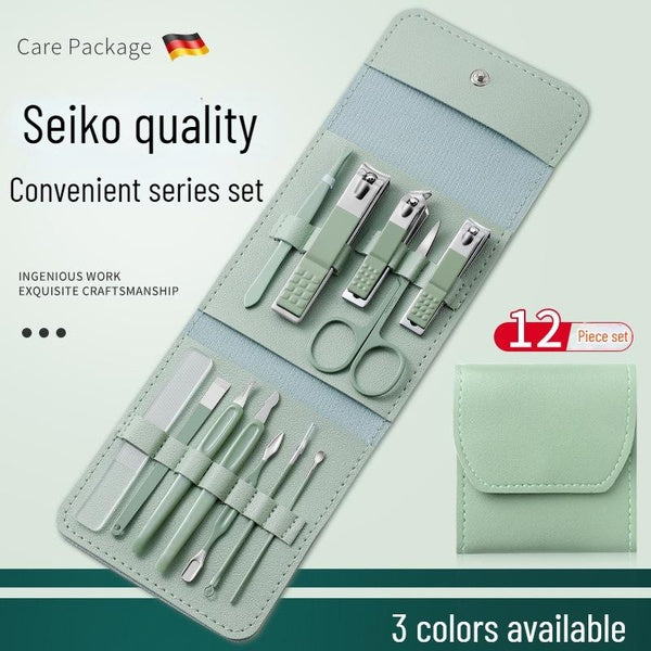 Nail Kit - Clippers, Scissors and More for Home or Travel Use,Complete Nail Care Set - 12-piece nail clipper set with folding bag